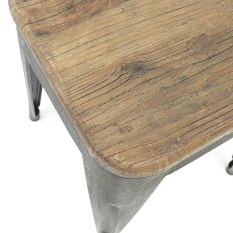 Colonial Rustic Industrial Chic Side Table / Stool Designer Elm Wood & Iron - 45cm
