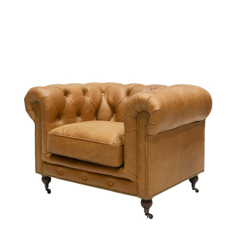 Stanhope Chesterfield Rust Luxury Leather Sofa / Lounge Armchair