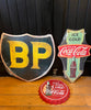 BP Motor Oil Large Rustic Embossed Automobilia Metal Wall Art Man Cave Sign