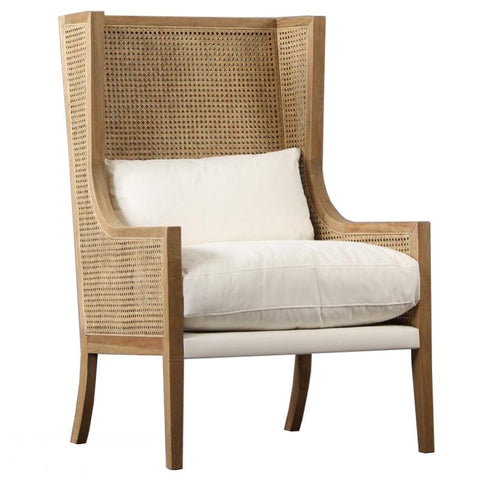 Exquisite Grand Luxury Mason Oak, Rattan & Linen Lounge Chair Armchair