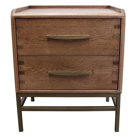 Carlton Bedside Table / Side Table Chic Oak Wood & Iron