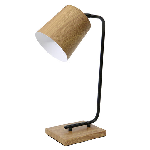 Nolan Modern Bedside Table Lamp Light - Natural Woodgrain