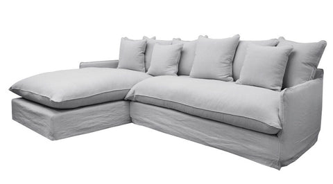 Lotus Luxurious Modern Slipcover 2.5 Seater Modular Sofa / Lounge LH Chaise Cement Grey Colour