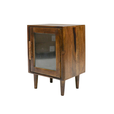 Tate Retro Display Cabinet Bedside Table With Reeded Glass Design - Very Chic