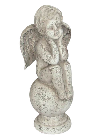 Terracotta Angel On Ball Shabby Chic Indoor Or Outdoor Garden Ornament