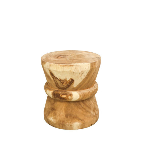 Sculptural Suar Zen Side Table - Natural Wood