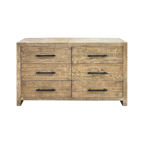 Portland 6 Drawer Dresser / Commode Reclaimed Pine - Natural Colour