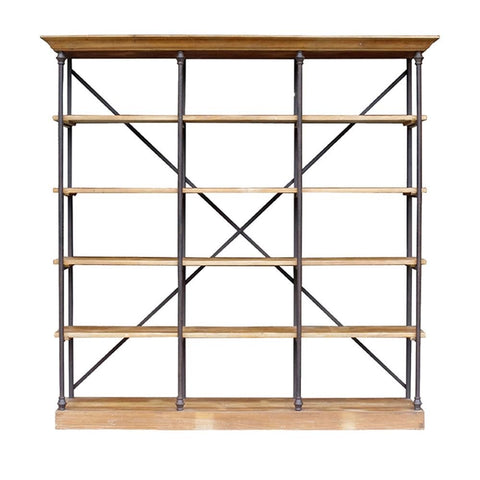 Provincial French Character Iron & Pine Library Bookshelf Bookcase Industrial Chic