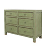 Distressed Green Oriental 6 Drawer Dresser / Commode