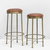 Bar Stool Chandri Hammered Brass & Leather Barstool - 75cm