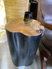 Natural Cilindro Black Wash Teak Root Wood Side Table