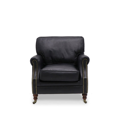 Brunswick Aged Onyx Edwardian Leather Armchair / Occasional Chair