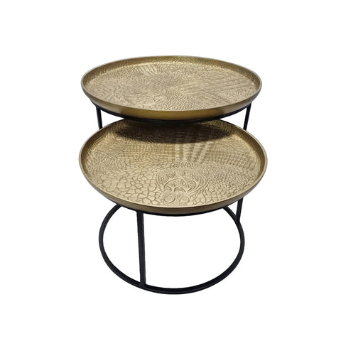 Antique Brass Snake Iron & Aluminium Modern Coffee Table Nesting Set