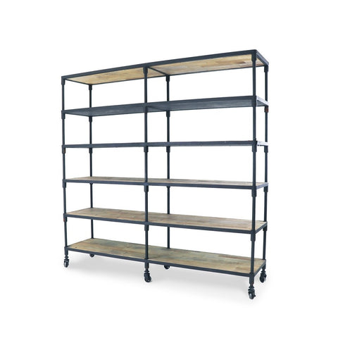 Industrial Metal Bookshelf With Castor Wheels - Perfect Storage For Office, Laundry, Butler’s Pantry or Wardrobe