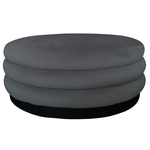 Ring Charcoal Grey Velvet Modern Luxury Coffee Table / Ottoman