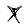 Black Leather & Teak Wood Pellini Foldup Stool - Modern Chic