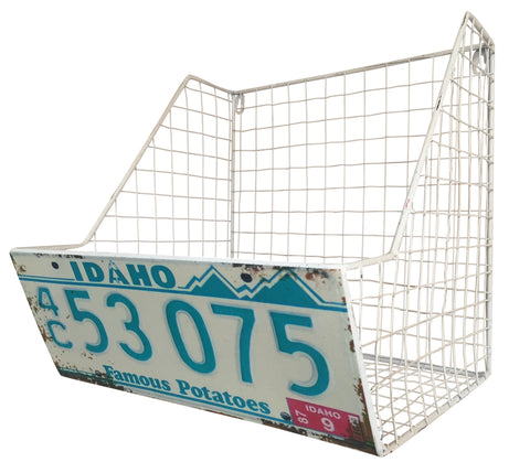 Car License Plate Storage Basket Metal Mesh Wall Unit