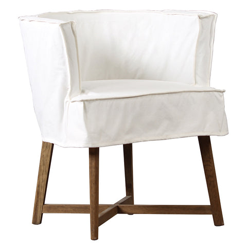 Miami Luxurious Modern Oak & Stone Washed Cotton Dining Chair