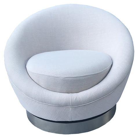 Shell White & Silver Amour Swivel Lounge Chair Modern Couture