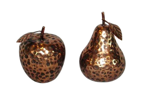 Lovely Apple & Pear Shabby Chic Shelf Ornaments - Copper Groove Pattern