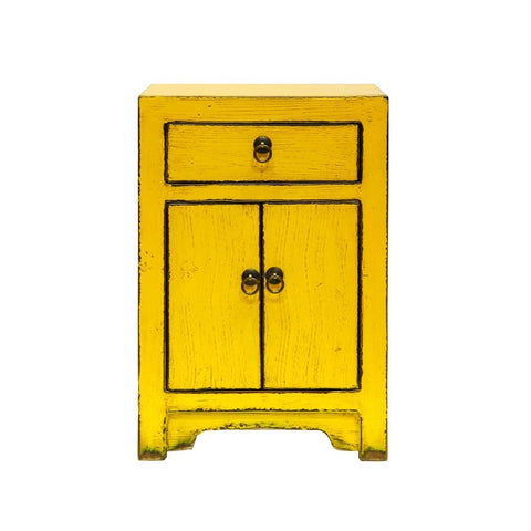 Shabby Chic Oriental Yellow Bedside Table Sideboard Table / Lamp Table