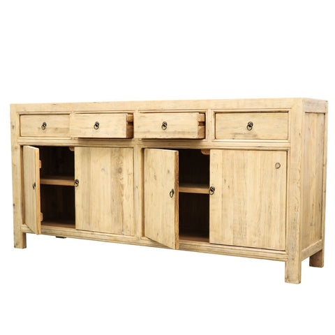 Natural Whitewash Oriental 4 Door Sideboard / Hutch