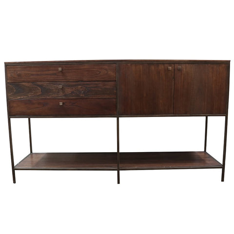 Coffee & Dark Brass Francisco Buffet Sideboard Iron & Oak Modern Geometric Chic