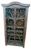 Armoire Bar Wine Rack With Serville Doors Hand Forged Iron & Rustic Wood