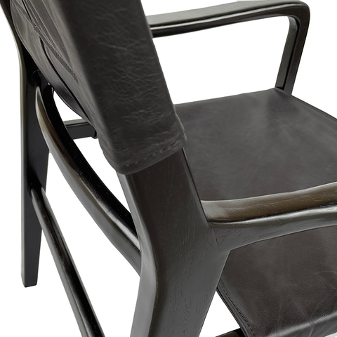 Louis Armchair / Occasional Chair Vintage Black Leather & Wood