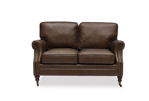Nutmeg Brunswick Edwardian Leather Sofa / Lounge