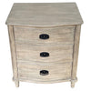 French Bedside Table Three Drawer Shabby Chic Distressed Wood
