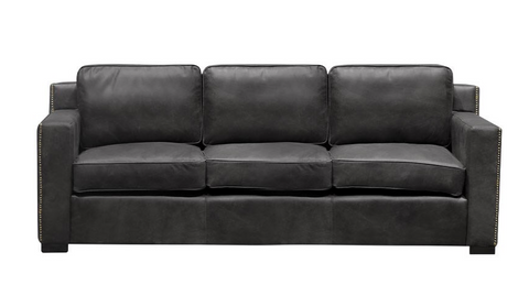 Vasto Modern Comfort Black Italian Leather Three Seater Sofa / Lounge