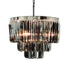 Nouveaux Nickel & Smokey Glass Crystal Chandelier Light