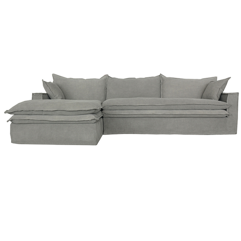 Orlando Chaise Sofa Lounge - Left Hand Variant & Grey