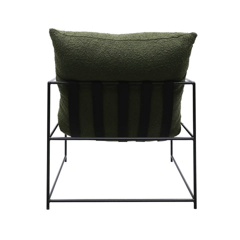 Lauro Slingback Club Chair Bouclé Green & Iron Modern Chic Lounge Chair Armchair