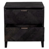 Raven Bedside Table Drawers Woven Architectural Black Sandblasted Mango Wood