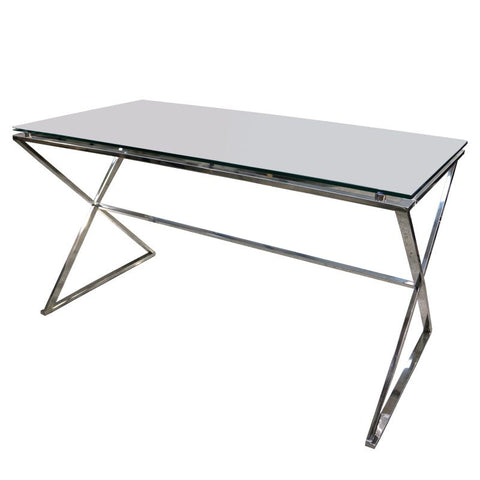 Crusa Polished Stainless Steel & Glass Console Table - Modern Geometric Chic