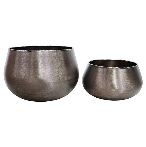 Pair of Black Smoke Aluminium Pots Decorative Showpiece Ornaments