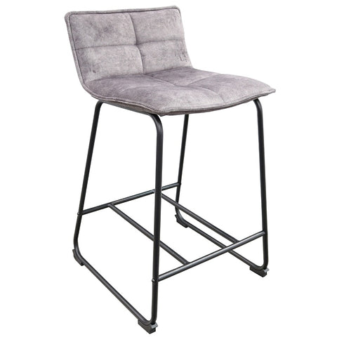 Perry Old Vintage Grey Velvet Bar Stool Barstool