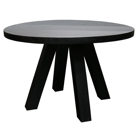 Quadrant Black Wood Round Dining Table - Modern Chic