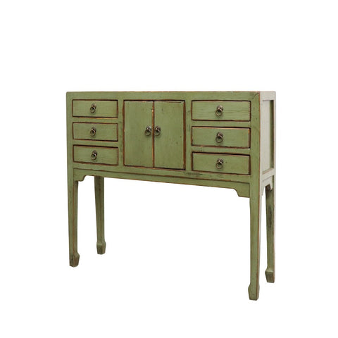 Shabby Chic Oriental Vintage Green Bedside Console Sideboard Table