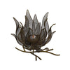 Intricate Mesh Metal Gold Tulip Leaf Candleholder Set of Two