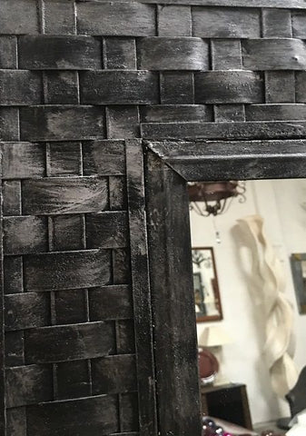 Rustic Black Lattice Pewter Mirror - Stunning 1.2m Character Piece