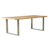 Architectural Elm Wood & Stainless Steel Dining Table