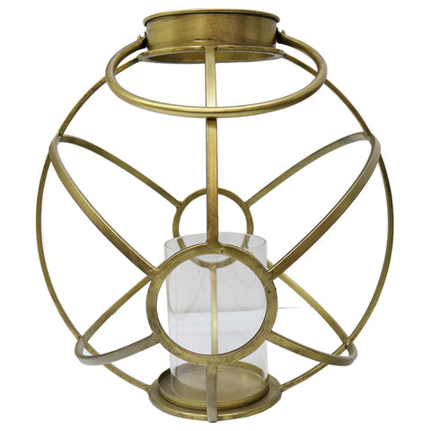 Golden Deco Chic Rustic Metal Lantern Decorative Ornament