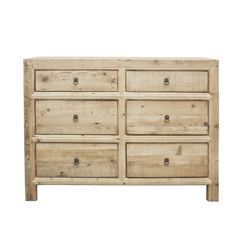 Natural Oriental 6 Drawer Dresser / Commode