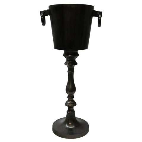 Pedestal Aluminium Smoke Black Wine Cooler Bucket Rustic Chic - Great Gift / Home Décor