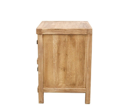Recycled Elm 2 Drawer Bedside Table - Handcrafted Farmhouse Chic