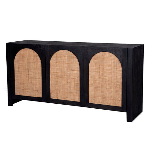 Candy Sideboard Black Mango Wood & Rattan Cane