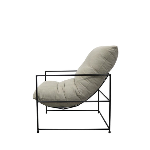 Lauro Slingback Club Chair Desert Linen & Iron Modern Chic Lounge Chair Armchair
